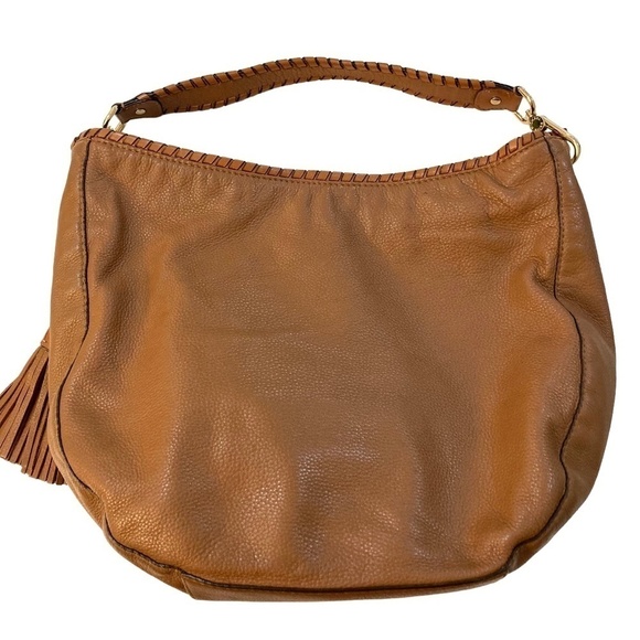 MICHAEL MICHAEL KORS Pebbled Leather Hobo Bag Caramel Brown Buttery Soft - Picture 5 of 11